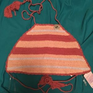 forever21 crochet striped high neck bikini top 👙